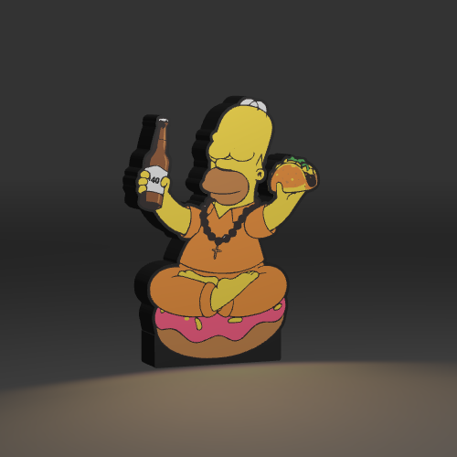Homer On Donut (1) LED light box – custom 3D printed – Lit Layer Creations